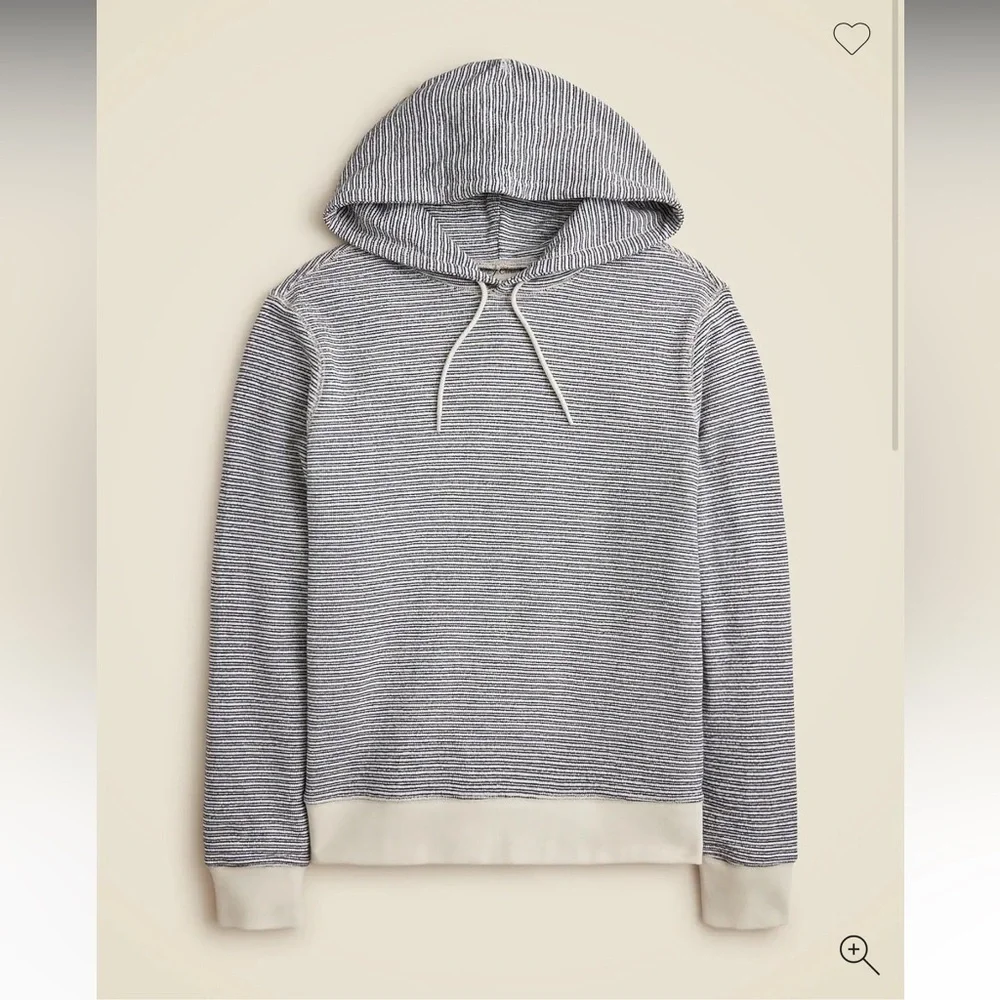 NEW J. Crew Textured hooded sweater-tee in blue stripe size small CJ934